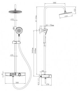 Душевая стойка Berges Morans 075002 с изливом и термостатом чёрный матовый